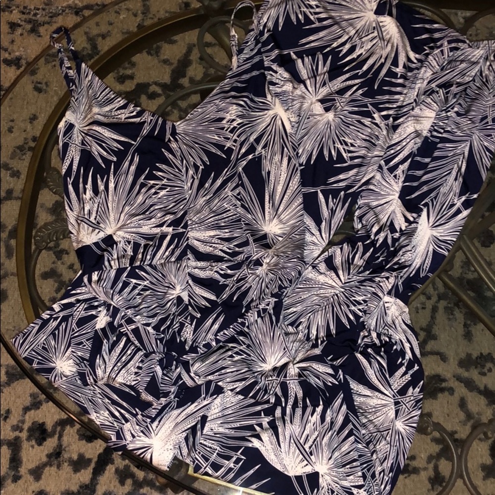 Palm frond silky jumpsuit